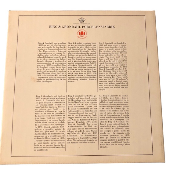 Rare! Vtg 1978 Royal Copenhagen BING & GRONDAHL Englishman Porcelain Plate Box - Picture 8 of 10